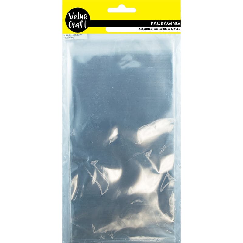 Light Slate Gray Value Craft OPP Bags 15x30cm (20 Piece) Treat Bags Boxes and Fillers