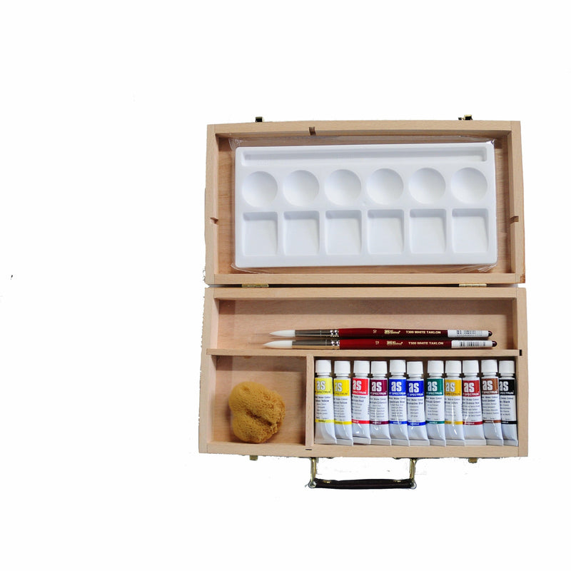 Dim Gray Art Spectrum 10mL Watercolour Paint Wooden Box Set Of 11 Watercolour Paints