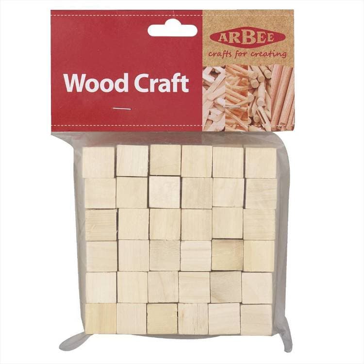 Light Gray Arbee Wood Cubes 15mm Natural  Pack of  72 Kids Wood Craft