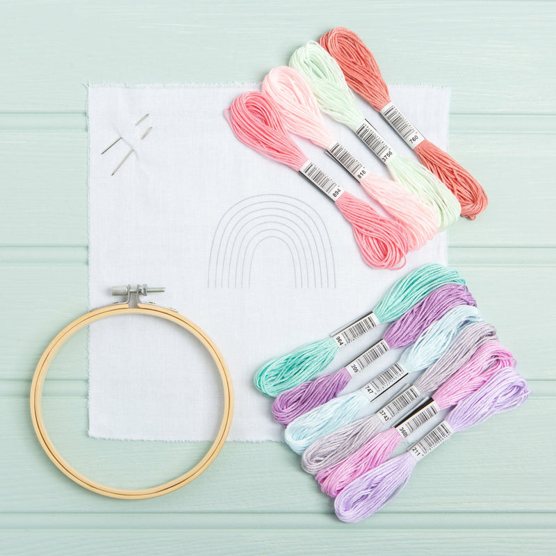 Light Pink Rainbow Embroidery Kit - Neutral Zone Needlework Kits