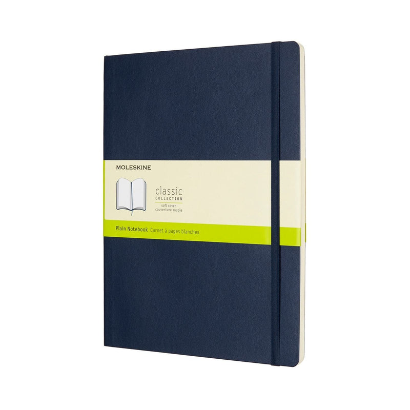 Pale Goldenrod Moleskine Classic  Soft Cover  Note Book -  Plain  - X  Large   - Sapphire Blue Pads