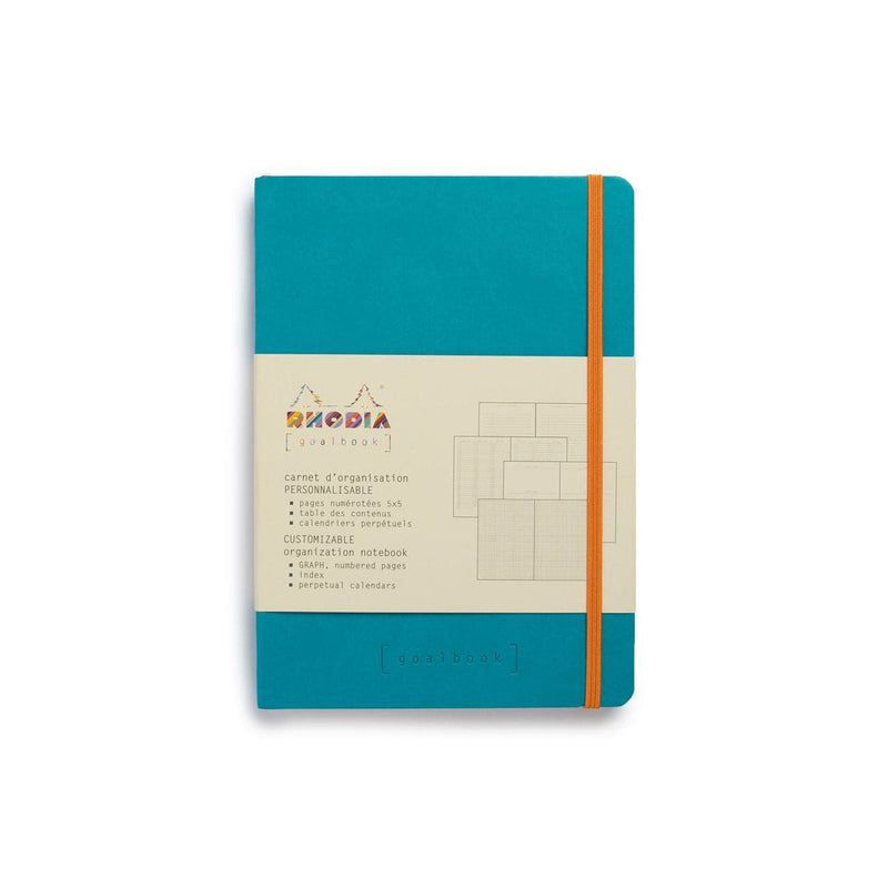 Light Gray Rhodia Goal Book A5 5x5 Grid  Soft Cover  Turquoise Blue Pads