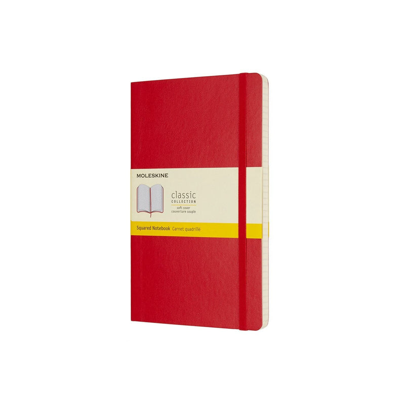 Pale Goldenrod Moleskine Classic  Soft Cover  Note Book - Grid -   Large   - Scarlet Red Pads