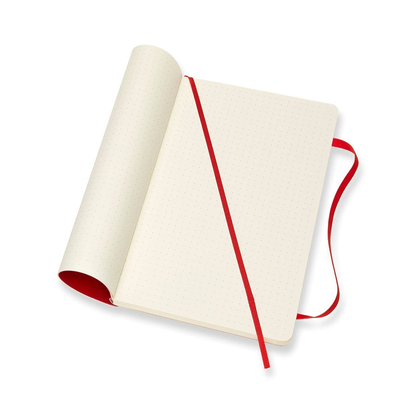 Antique White Moleskine Classic  Soft Cover  Note Book -   Dot Grid -   Large   - Scarlet Red Pads