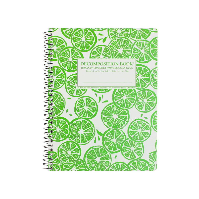 Lime Green Decomposition Book Spiral Notebook Ruled   Large   Limes Pads