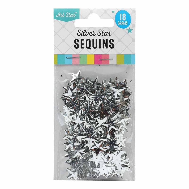 Gray Art Star Silver Star Sequins 15mm diameter 18g Sequins and Rhinestons