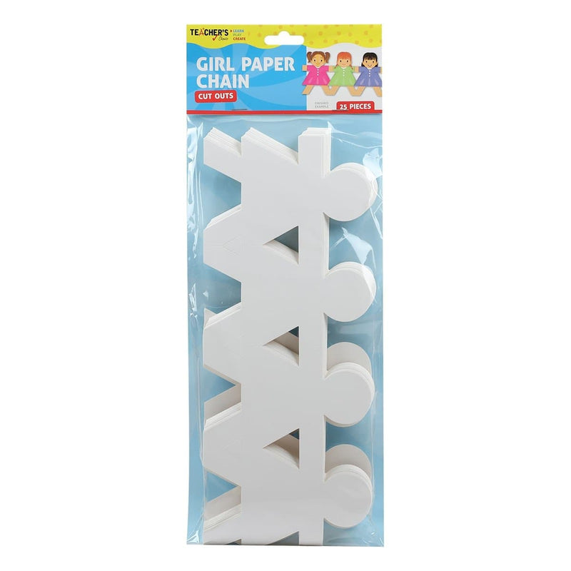 Light Gray Teacher's Choice Girl Paper Chain Cut Outs 25 Pieces Kids Paper Shapes