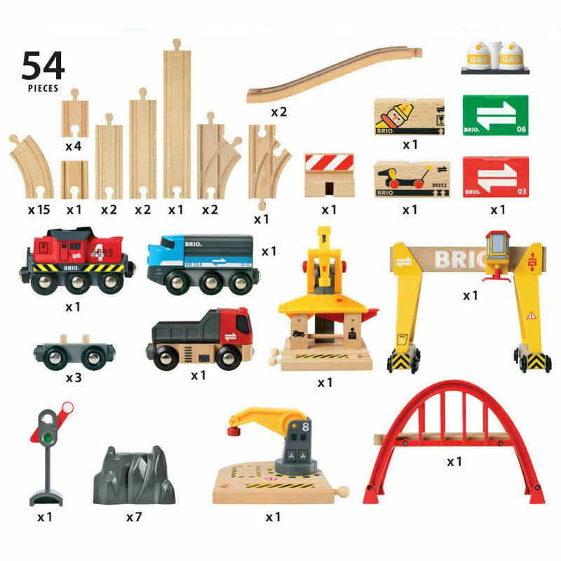 Dark Slate Gray BRIO Set - Cargo Railway Deluxe Set 54 pieces Kids Educational Games and Toys