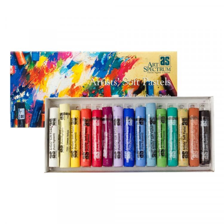 Firebrick Art Spectrum Standard Pastel Box Set Of 15 Assorted Pastels & Charcoal