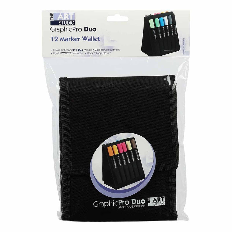 Black The Art Studio GraphicPro Duo 12 Marker Wallet Holder Pens and Markers