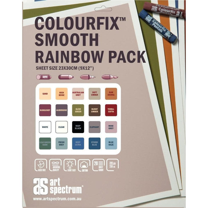 Gray Art Spectrum Colourfix Smooth 23X30Cm 340Gsm Rainbow (Pkt 20 Sheets) Pads