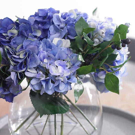 Slate Gray Blue Hydrangeas in Vase - 36cm Artifical Flowers