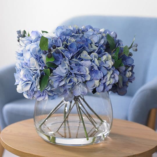 Light Slate Gray Blue Hydrangeas in Vase - 36cm Artifical Flowers