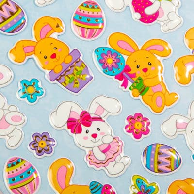 Light Gray Art Star Easter Pop Up Stickers-Bunnies Having Fun 250x140mm Easter