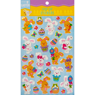 Gray Art Star Easter Pop Up Stickers-Bunnies Having Fun 250x140mm Easter