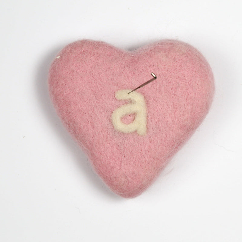 Rosy Brown Heart Bunting Needle Felting Kit - Pink, Cream, Natural Grey Needle Felting Kits