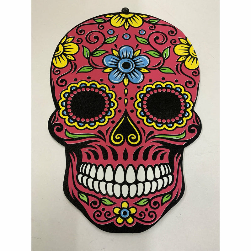 Maroon Art Star Halloween Day of the Dead Printed Foam Skull-Red Halloween