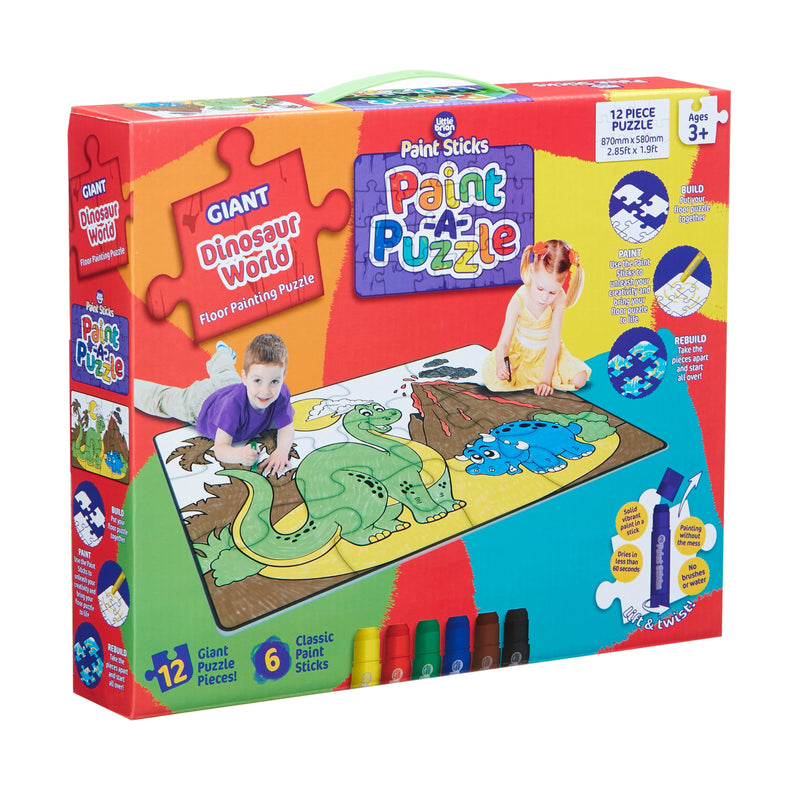 Dark Khaki Little Brian Paint Sticks - Dinosaur World - Paint A Puzzle Kids Painting Sets