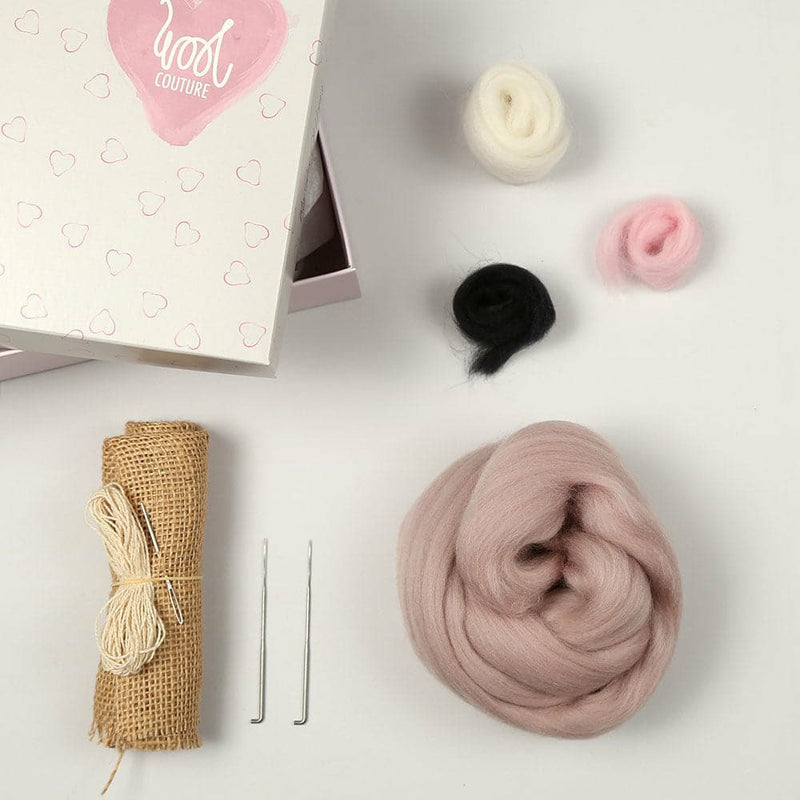 Rosy Brown Mabel Bunny Needle Felting Kit - Mink Needle Felting Kits