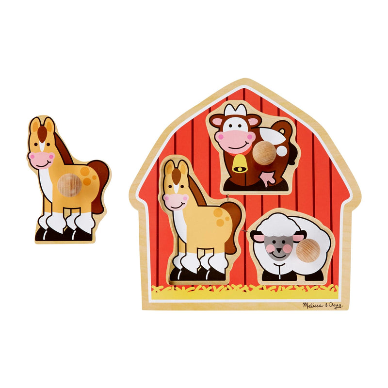 Tan Melissa & Doug - Barn Animals Knob Puzzle - 3 piece Puzzles