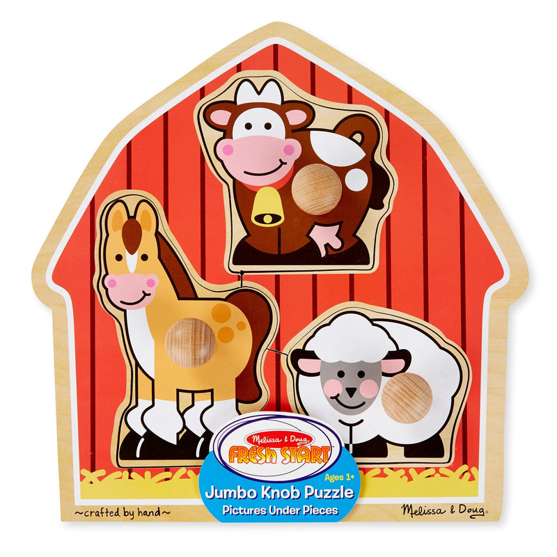 Wheat Melissa & Doug - Barn Animals Knob Puzzle - 3 piece Puzzles