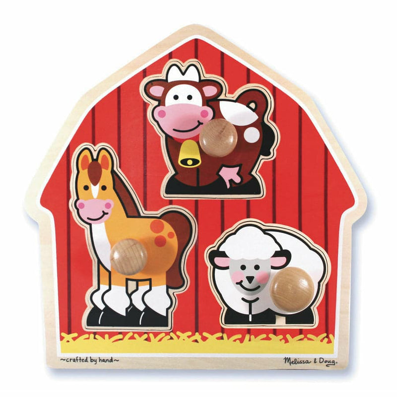 Brown Melissa & Doug - Barn Animals Knob Puzzle - 3 piece Puzzles