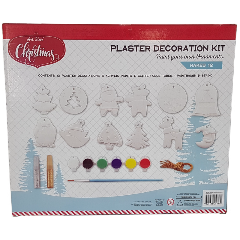 Gray Art Star Christmas Plaster Decoration Kit Makes 12 Christmas