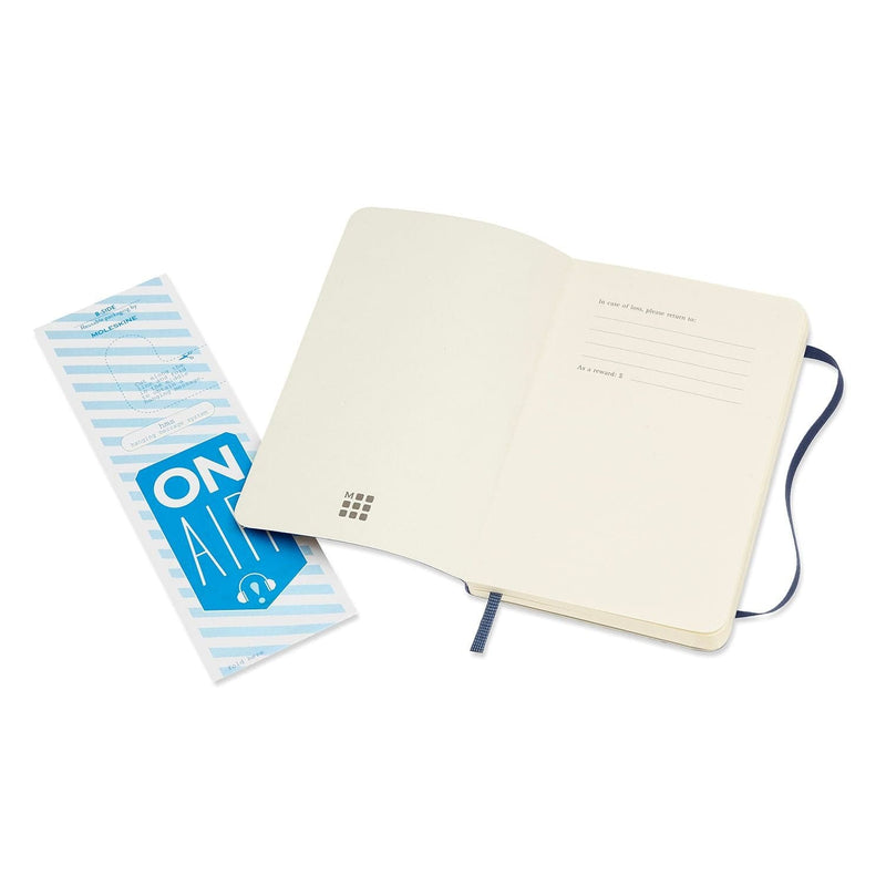 Beige Moleskine Classic  Soft Cover  Note Book -  Plain  -  Pocket - Sapphire Blue Pads