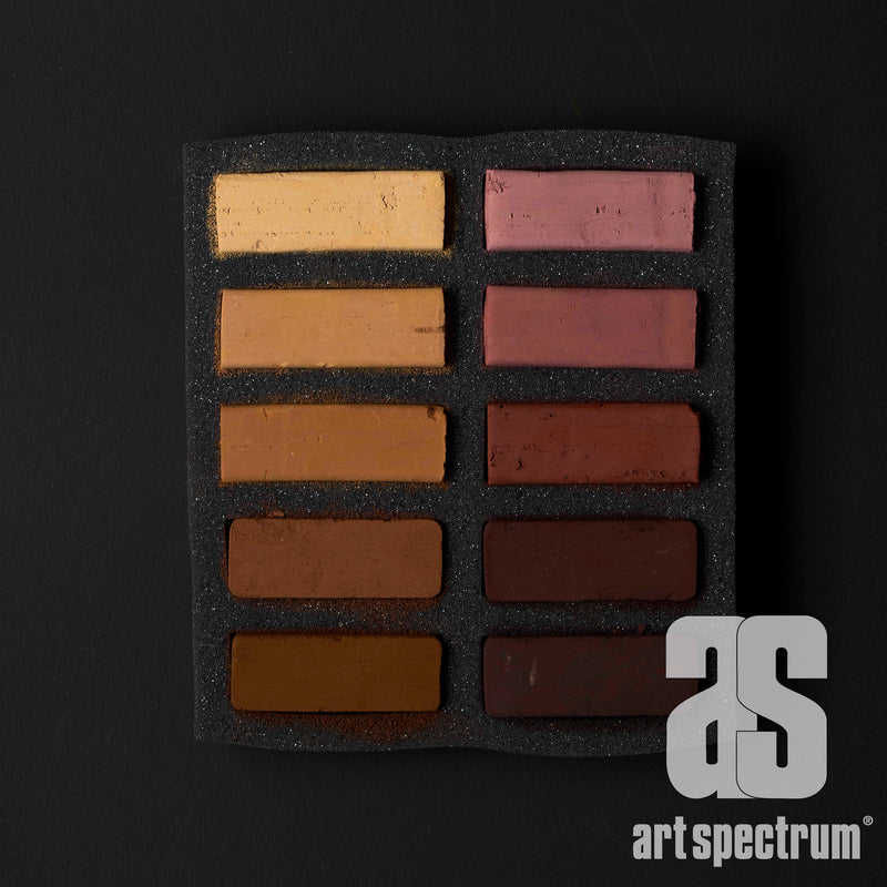 Sienna Art Spectrum Extra Soft Square Pastel Set Of 10 - Australian Earths Pastels & Charcoal
