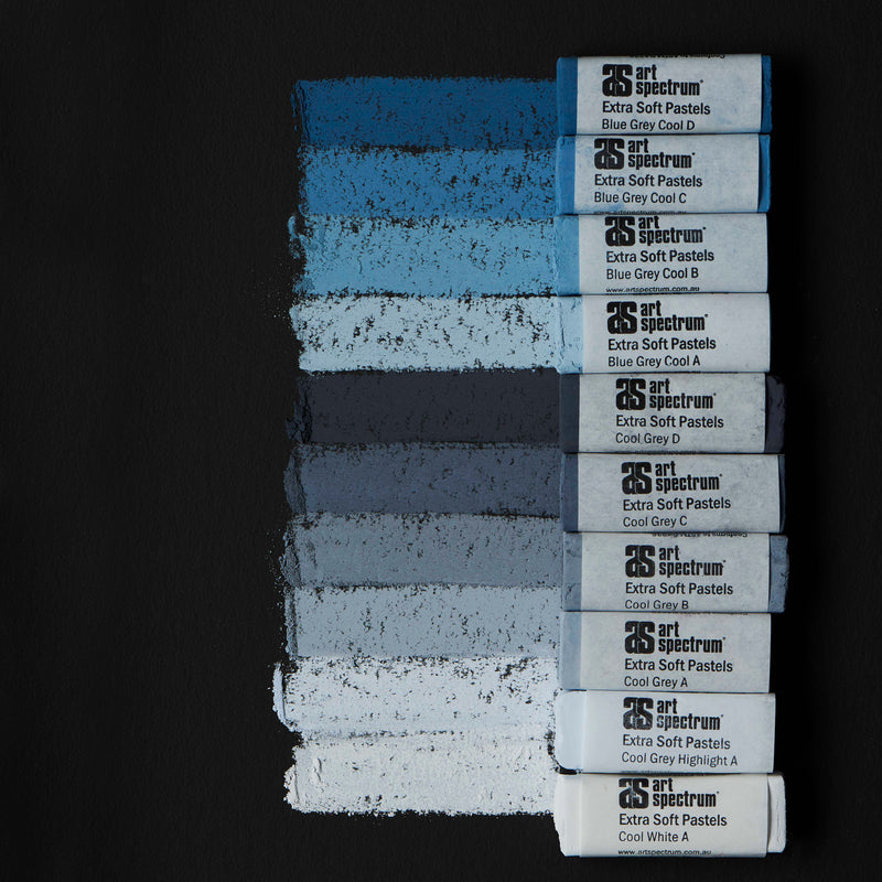 Slate Gray Art Spectrum Extra Soft Square Pastel Set Of 10 - Cool Greys Pastels & Charcoal