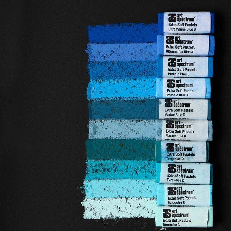 Dark Slate Gray Art Spectrum Extra Soft Square Pastel Set Of 10 - Turquoise And Blues Pastels & Charcoal