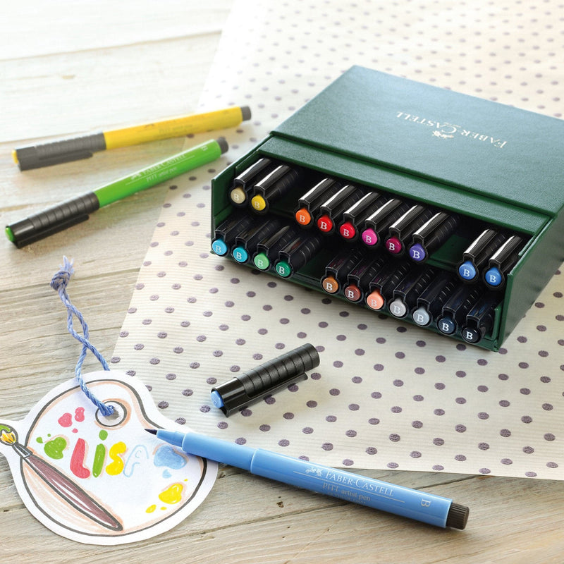 Black Faber Castell Pitt Artist Brush Pens  Assorted – Box of 24   In a plastic case Brush Pen