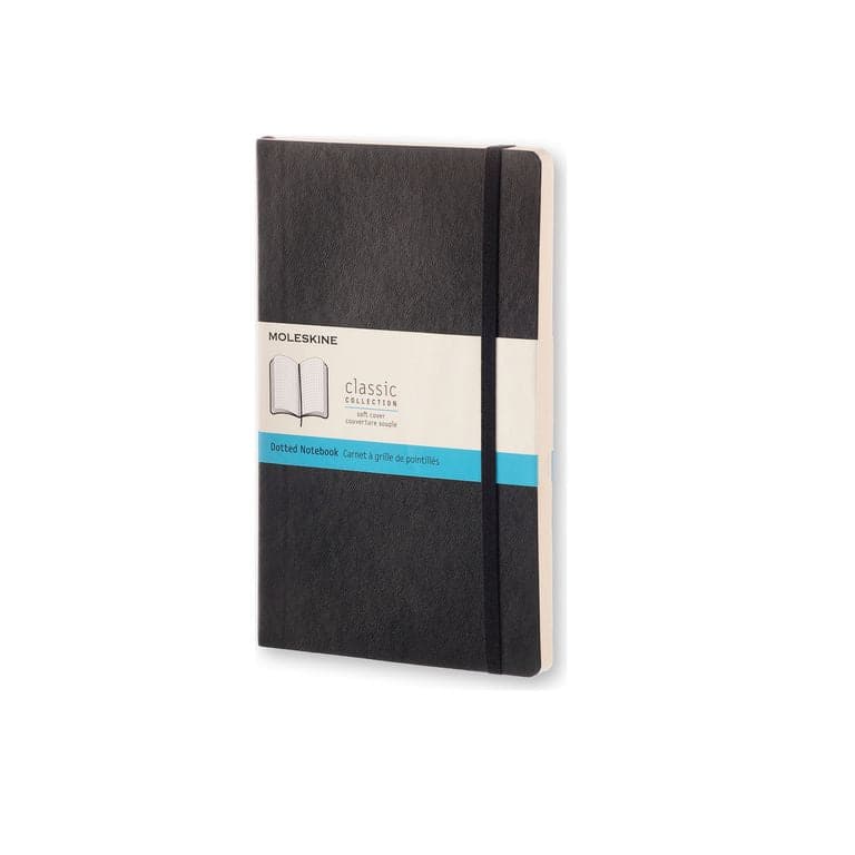 Light Gray Moleskine Classic  Soft Cover  Note Book -   Dot Grid -   Large   - Black Pads
