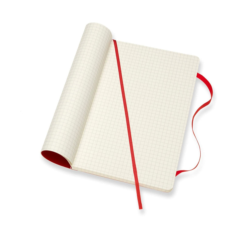 Beige Moleskine Classic  Soft Cover  Note Book - Grid -   Large   - Scarlet Red Pads