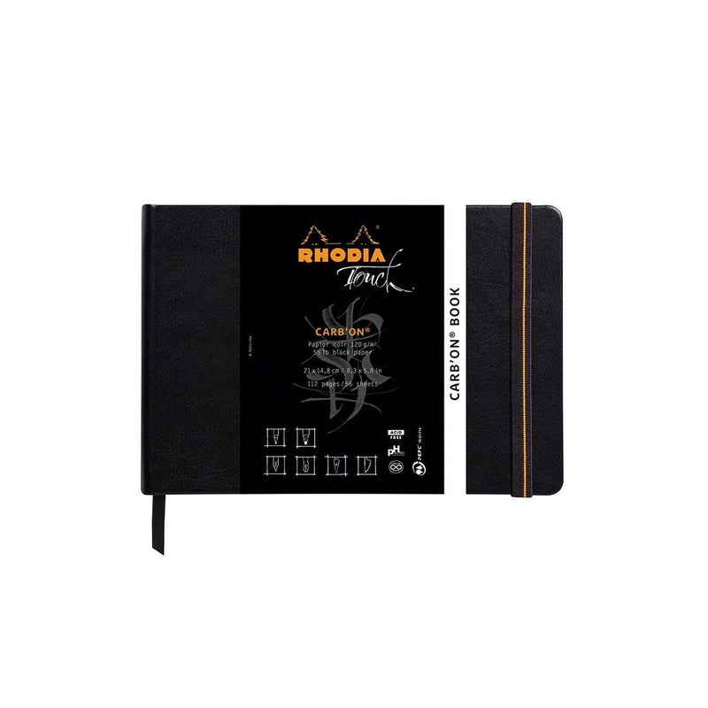 Black Rhodia Touch Carbon Book  Plain  A5 L Soft Cover P  Soft Cover   Black Pads