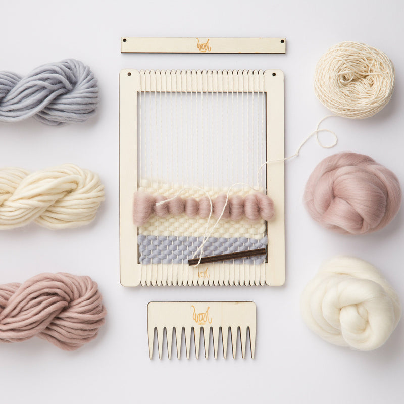 Gray Small Rectangular Weaving Loom Kit - Quintessential Electric Weaving Looms