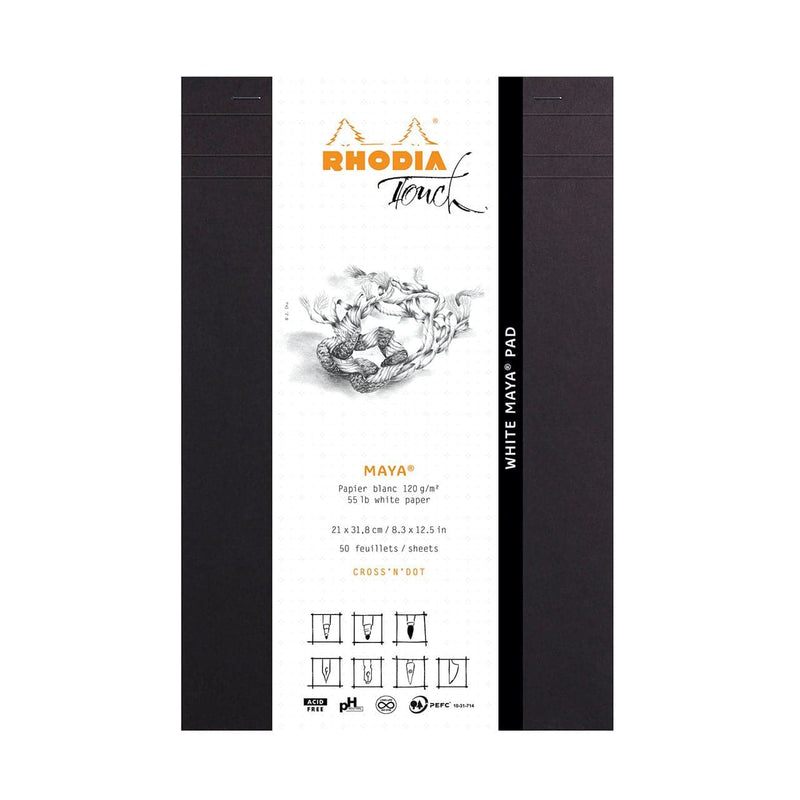 Dark Slate Gray Rhodia Touch  White  Maya Pad Cross'n'  Dot A4+  Black Pads
