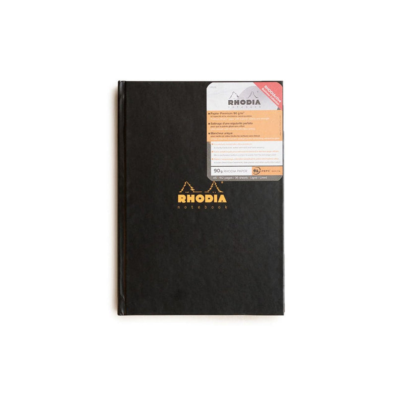 Wheat Rhodia Rhodiactive Hard Cover Notebook - Ruled - A5 -  Black Pads